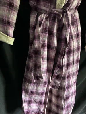 UGG Women's Plush Purple Plaid Robe with Sherpa Trim SM thumbnail 7