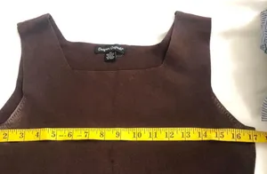 1990s Designers Originals chocolate Brown square scoop neck sleeveless tank top blouse office siren core thumbnail 5