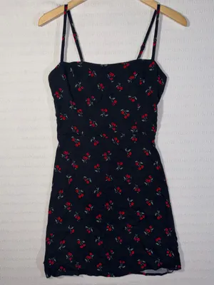 Reformation Womens Cherry Print A Line Mini Sun Dress Size 10 thumbnail 2