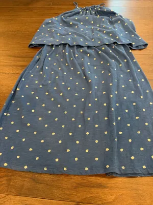 LOFT Navy Blue Polka Dot Layered Sundress Small thumbnail 4