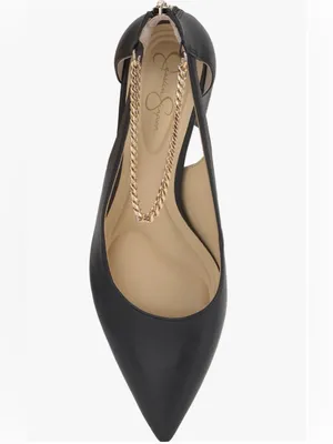 NWOB Jessica Simpson Black Leather Chain-Ankle Block Heel Pumps Size 5 thumbnail 6