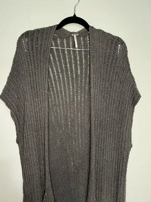 Free People Sloppy Pocket Long Line Cardigan Duster Boho‎ Vest thumbnail 3