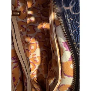 GUESS brown logo-print satchel with contrasting beige top handles thumbnail 7