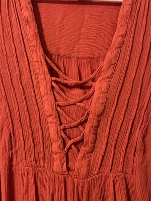 Style & Co. Rust Red Lace-Up Peasant Blouse thumbnail 5