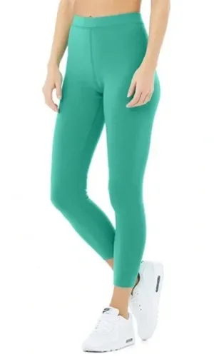 Alo Yoga Teal Blissful High-Waisted Ribbed Leggings Full Length Sz S Athleisure thumbnail 1