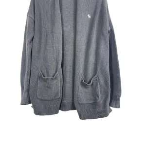 Abercrombie & Fitch Open Front Cardigan Sweater Logo Women’s Gray Shawl Collar S thumbnail 3