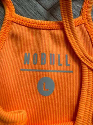 NOBULL Ribbed Halter Cropped Tank Top Orange Gym Athleisure Women's Size Large thumbnail 5