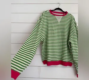 NWOT free people Classic Striped Oversized Crewneck thumbnail 5