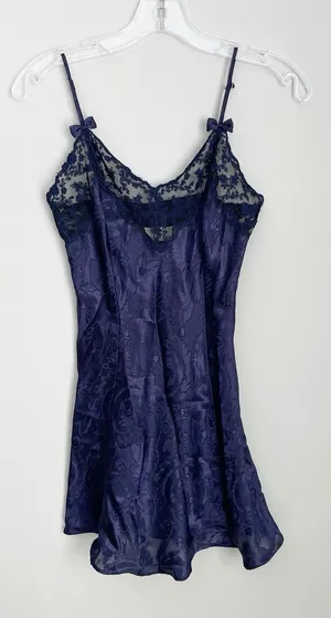 Victorias Secret Size XS Blue Slip Dress Lingerie Lace Floral Romantic thumbnail 1