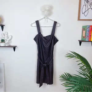 n:Philanthropy Faux Leather Miles Casual Overall Mini Dress Chocolate Cat Brown thumbnail 2