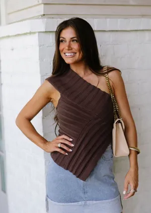 These Three Boutique Brown Angular Sweater Top thumbnail 1