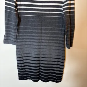 Lauren Ralph Lauren Dress Striped Knit Sweater Gray‎ White Size Medium thumbnail 3