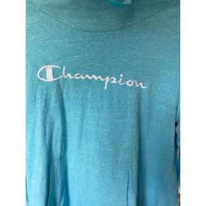 Champion Logo Hoodie Blue Lightweight Causal Athleisure L Hiking Granola Workout thumbnail 4