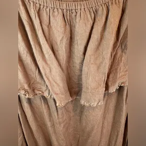 Free People‎ Boho Brown Ruffled Relaxed Cotton Tunic Size S thumbnail 3