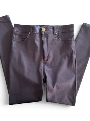 Studio F Brown Coated High-Rise Skinny Pants (1423) thumbnail 9
