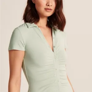 Abercrombie & Fitch Button Down Ribbed Fitted Polo Dress in Green - Size XS thumbnail 2