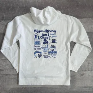 Megan Maroney Merch Am I Okay Graphic Print Hoodie Womens M White Sweatshirt thumbnail 1