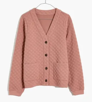 Madewell |‎ (Re) Sourced Quilted Crop Cardigan Sweatshirt In Pink Size XS thumbnail 1