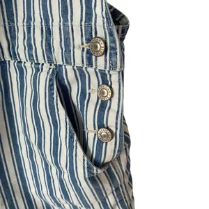 American Eagle Blue White Denim Overall Shorts size XL thumbnail 5