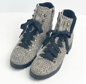 OTBT Lakewood Leather Animal Print Side Zipper Lace Up Faux Fur Lined Boots 8 thumbnail 5