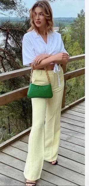 ZARA Lemon Yellow Trouser Pants thumbnail 3