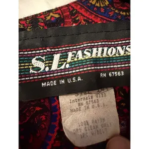 S.L. Fashions Vintage Red Paisley Midi Dress Womens 14T Rayon Pockets USA Made thumbnail 2