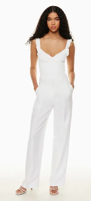 Aritzia White Linen Effortless Pants thumbnail 1