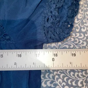 Women's Navy Blue Tiered Boho Dress Lace Babydoll Cottagecore Peasant Midi Dress thumbnail 7