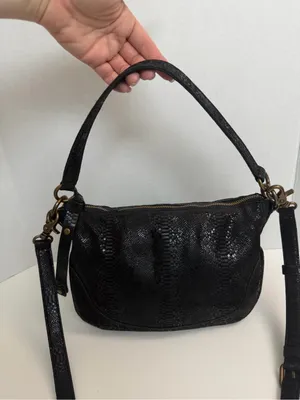 Frye Melissa Purse Crossbody Handbag Convertible Leather Reptile Black Bronze thumbnail 3