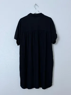 Well Worn Black Linen Blend Oversized Shirt Dress Pockets XXL thumbnail 5