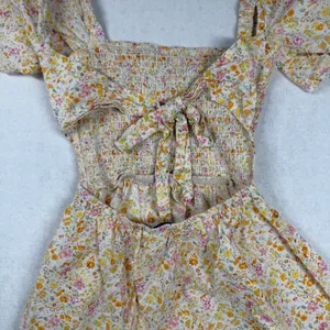 Princess Polly Floral Smocked Puff Sleeve Mini Dress 0 XS Cottagecore Cotton thumbnail 3