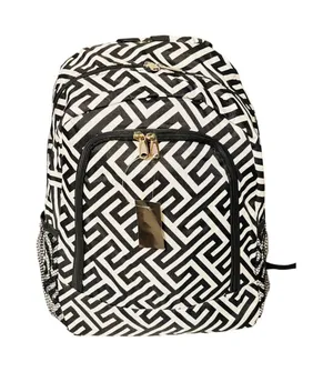 Retro vibe White/black chevron full sz backpack padded book bag school work sack thumbnail 1
