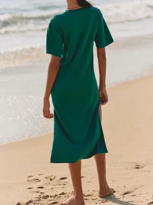 Anthropologie Celandine x Claire Colin Crew-Neck T-Shirt Midi Dress, Size XXS thumbnail 6