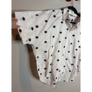 Loft patterned oversized boxy collared shirt thumbnail 4