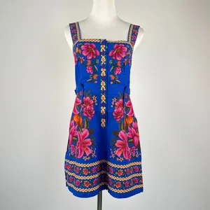 NWOT Farm Rio Linen Blend Floral Print Romper Size M thumbnail 2