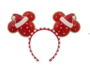 Disney Gingerbread Cookie Mickey Ears Headband Christmas 2021 Red & White New thumbnail 1