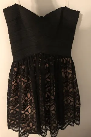 Strapless pink and black dress thumbnail 1