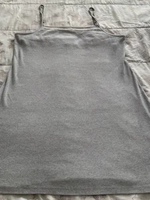 Aerie Lace-Trim Gray ribbed Camisole Slip tank dress, size XL cotton casual thumbnail 11