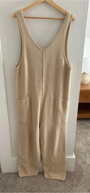 Free people Knit Cream Jumpsuit thumbnail 1