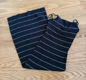 Abercrombie & Fitch Navy and White Striped Maxi bra free dress thumbnail 1
