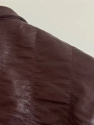 Vintage Albert Duke New York Genuine Leather Ruched Jacket Burgundy Cropped S thumbnail 14