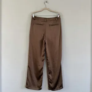 NWT GAP High Rise Pleated‎ Satin Trousers Cashmere Brown Wide Leg Pants thumbnail 3