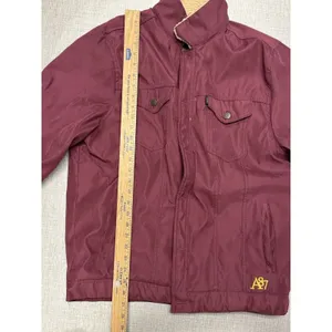 Aeropostale Burgundy Red‎ Sherpa Coat Mens Large Button Front thumbnail 3