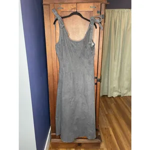 Baevely NEW Faded Black Denim Trapeze Maxi Dress Whimsygoth Grunge Size M Y2K thumbnail 3