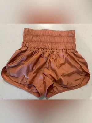 Free People Movement Hot Shot Shorts Burnt Orange Shimmer Athletic Lounge Size S thumbnail 2