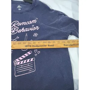 Way to Celebrate Romcom Behavior Graphic Tee Women M‎ Navy Pink Oversized Love thumbnail 4