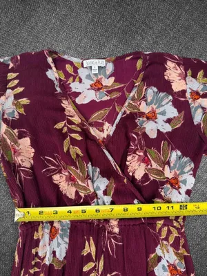 Patrons Of Peace Burgundy Floral Rayon Midi Dress Size Small thumbnail 6
