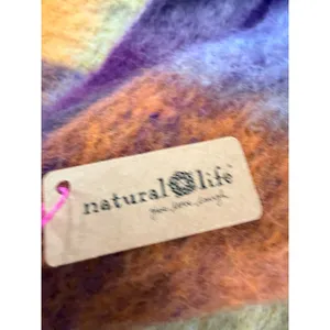 NWT Natural Life Oversized Brushed Plaid Blanket Scarf Purple Mustard Orange OS thumbnail 5