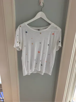 J. Crew Embellished White Tee thumbnail 2