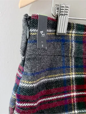 Y2K Plaid Pleated Wool Mini Skirt Abercrombie & Fitch NWT thumbnail 3